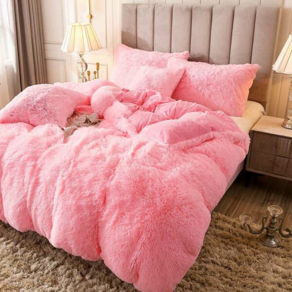 buy pink fluffy bedding set